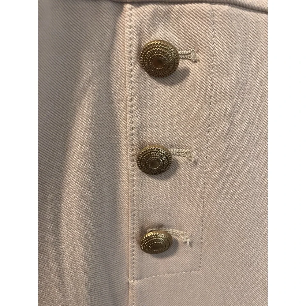 LOFT Curvy Dress Pants 16P Wide Leg Khaki Knit Pull On Gold Buttons Office - Picture 3 of 8